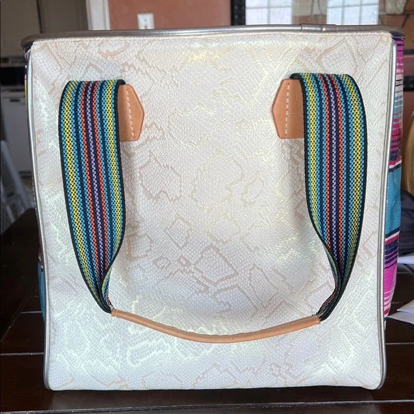 Consuela Teal and Cream Floral Tote - Picture 3 of 9